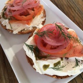 Gluten-free smoked salmon bagel from Powerplant Superfood Cafe